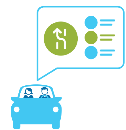 Illustration of a parent and teen in a car